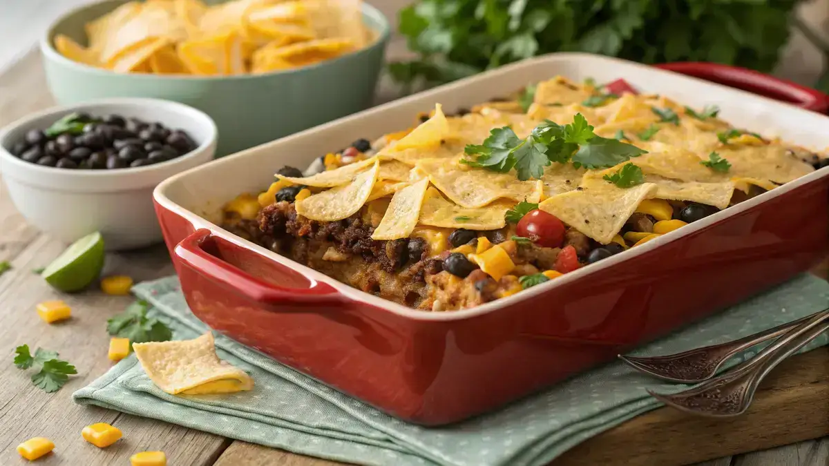 Cowboy casserole ready to serve