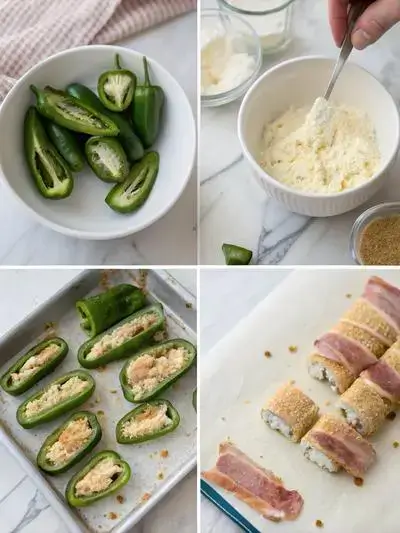 Step-by-step preparation of Texas Twinkies, showcasing thawed corn dogs, cheese filling, and coating process.