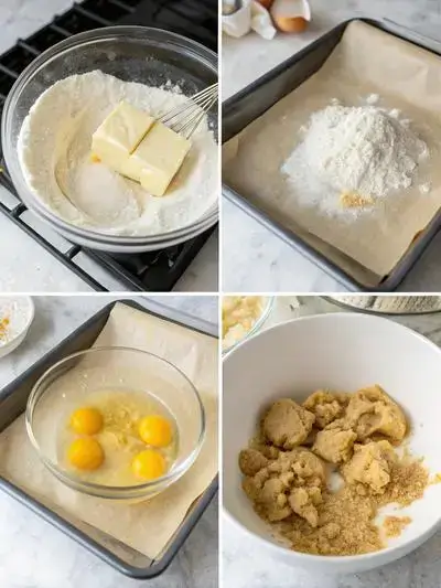 Step-by-step process of making COOKIE DOUGH, including mixing dry ingredients, creaming butter and sugars, adding egg and vanilla, and folding in chocolate chips.